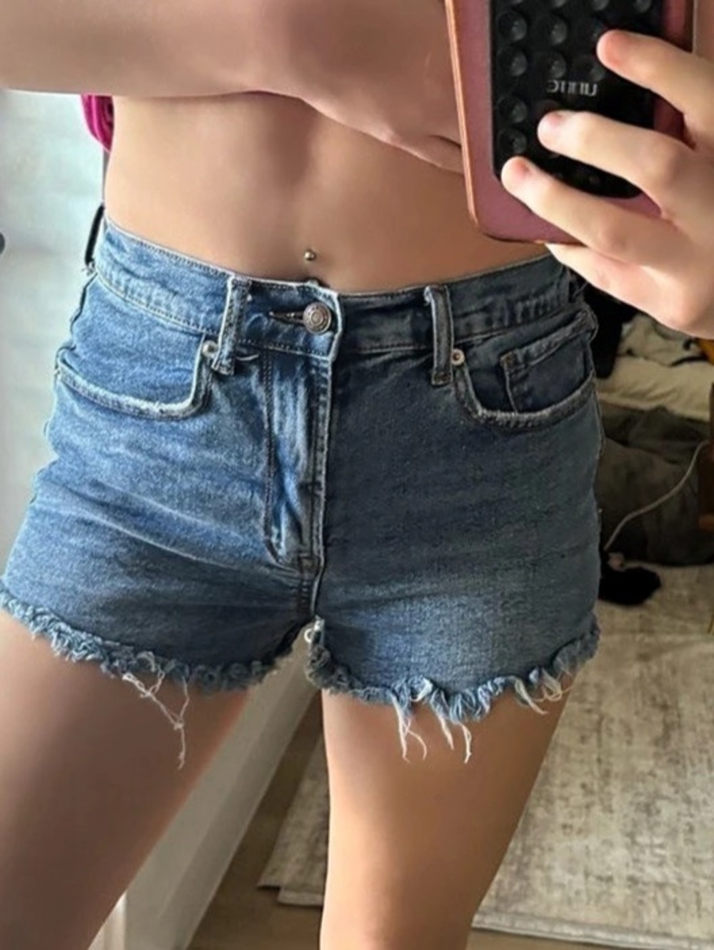 RSG Denim Cutoff Jean Shorts in Blue Waist 25